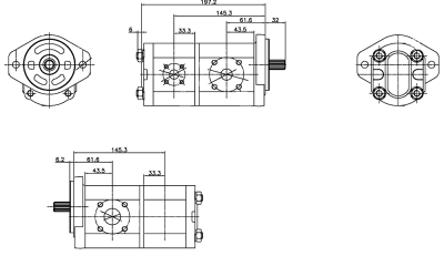 DOUBLE PUMP FOR TEREX FUCHS  27+14cc/rev